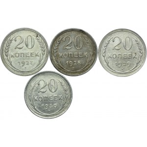 Rosja, ZSRR, zestaw 20 kopiejek 1927-1930 (4szt.)