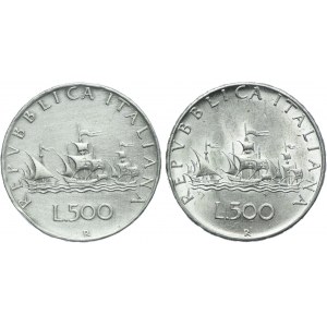 Włochy, zestaw 500 lirów 1959-1966 Rzym (2szt.)