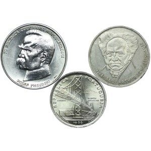 Zestaw monet srebrnych, 50.000 złotych 1988 Józef Piłsudski, Niemcy 10 marek 1988 Artur Schopenhauer, Portugalia 20 escudos1966 (3szt.)