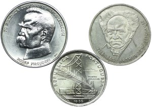 Set of silver coins, 50,000 gold 1988 Jozef Pilsudski, Germany 10 marks 1988 Artur Schopenhauer, Portugal 20 escudos1966 (3pcs).