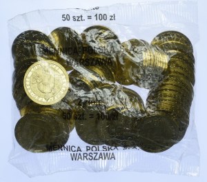 Mint bag (50pcs), 2 gold 2007 750th Anniversary of the Location of Krakow
