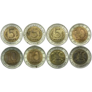 ZSRR/Rosja, zestaw Czerwona Księga 5, 10, 50 rubli 1991-1993 (8szt.)