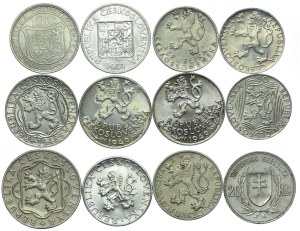 Czechoslovakia, Slovakia, set of 10, 20, 25, 50, 100 crowns 1928-1957 (12pcs).