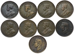 Australia, 1 pence 1912-1934, South Africa, 1 pence 1941-1951 (9pc).