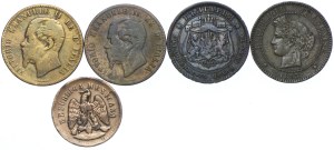 Bulgaria, France, Mexico, Italy coin set (5pcs.)