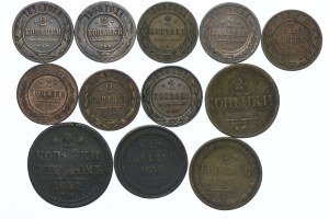 Russia, set of 2 kopecks 1837-1914 (12pcs.)