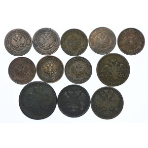 Rosja, zestaw 2 kopiejki 1837-1914 (12szt.)