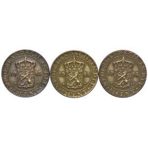 Holenderskie Indie Wschodnie, 1/2 centa 1945 P, Filadelfia (3szt.)