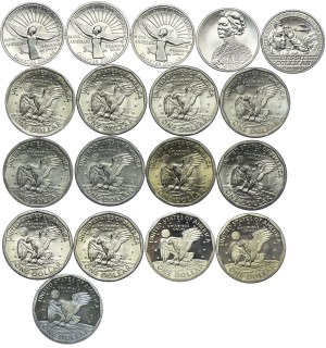 USA, set of 25 cents, $1 1979-2023 (18pcs).