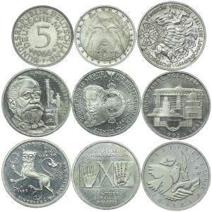 Germany, set of 5, 10 marks 1966-1998 (9pcs).
