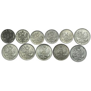 Finlandia, okupacja rosyjska, 25, 50 pennia 1890-1917 (11szt.)