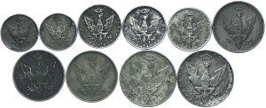 Kingdom of Poland, set of 1, 5, 10, 20 fenigs 1917-1918 (10pcs).