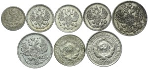 Russia/USSR, set of 5, 10, 15, 20 kopecks 1892-1927 (8pc).