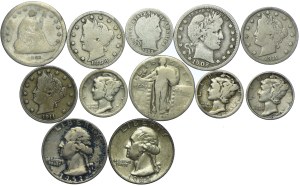 USA, coin set 1862-1964 (12pcs).