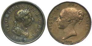 Great Britain, George III 1 pence 1806, Victoria 1 pence 1855 (2pc).