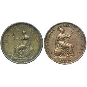Wielka Brytania, Jerzy III 1 pens 1806, Wiktoria 1 pens 1855 (2szt.)