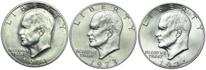USA, $1 set 1971-1974 San Francisco (3pcs).