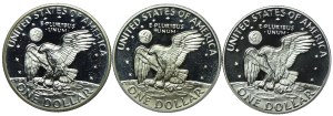 USA, $1 set 1971-1974 San Francisco (3pcs).