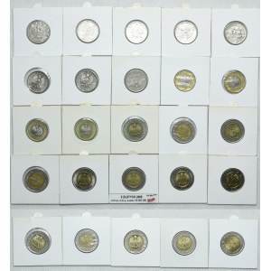 Zestaw III RP, 1, 2, 5 złotych 1991-2020 (25szt.)