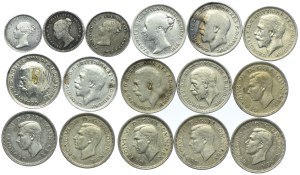 Great Britain, set of 1, 1 1/2, 2, 3 pence 1863-1941 (16pcs).
