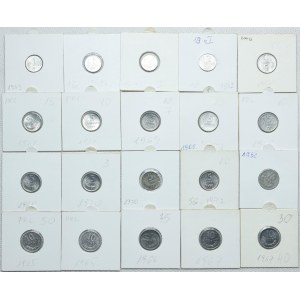 Zestaw PRL, 1, 2, 5, 10 groszy 1949-1985 (39szt.)