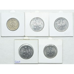 Zestaw PRL, 1, 2, 5 złotych 1949-1974 (5szt.)