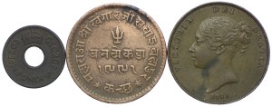 Fiji, India, UK, coin set 1848-1942 (3pcs).