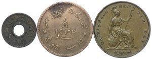 Fiji, India, UK, coin set 1848-1942 (3pcs).