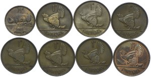 Ireland, 1/2 set, 1 pence 1928-1949 (8pc).