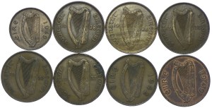 Ireland, 1/2 set, 1 pence 1928-1949 (8pc).