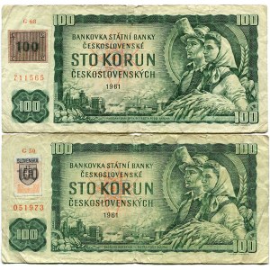 Czechy, Słowacja, 100 koron 1961 (1993) - ze znaczkiem (2szt.)