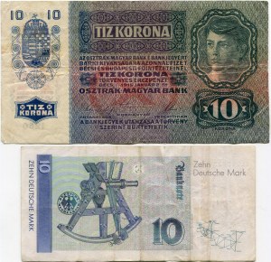 Austria 10 crowns 1915 (1919), Germany 10 marks 1993 (2pc).