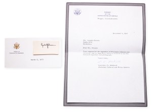 Lyndon B. Johnson (1908 - 1973) | Original signature, business card and certificate