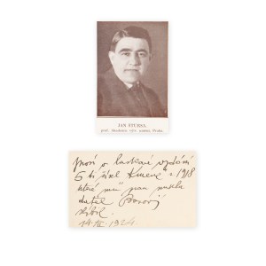 Jan Josef Štursa (1880 - 1925) | Photo and handwriting on a business card