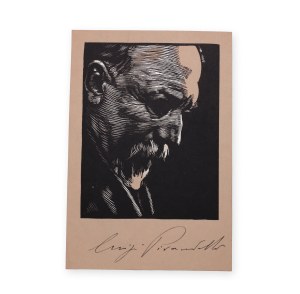 Luigi Pirandello (1867 - 1936) | Signature below the portrait woodcut
