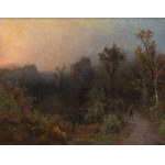 AUGUST BEDŘICH PIEPENHAGEN (CZECH / BOHEMIAN 1791 - 1868) - Evening landscape with ruins and a pilgrim