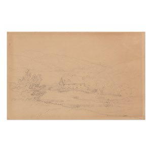 JOSEF MÁNES (CZECH / BOHEMIAN 1820 - 1871) - House by the pond