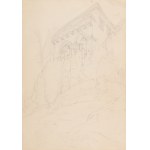JOSEF MÁNES (CZECH / BOHEMIAN 1820 - 1871) - Study of architecture on rock