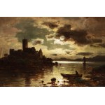 ADOLF CHWALA (TCHÈQUE / BOHÉMIEN 1836 - 1900) - Paysage lunaire avec lac