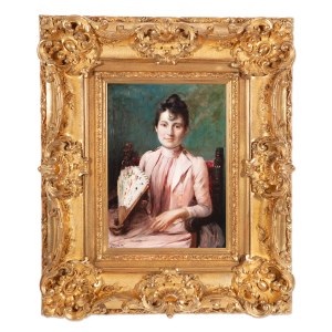 VÁCLAV BROŽÍK (CZECH / BOHEMIAN 1851 - 1901) - Portrait of a lady with a fan