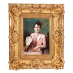 VÁCLAV BROŽÍK (CZECH / BOHEMIAN 1851 - 1901) - Portrait of a lady with a fan