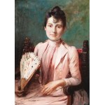 VÁCLAV BROŽÍK (CZECH / BOHEMIAN 1851 - 1901) - Portrait of a lady with a fan