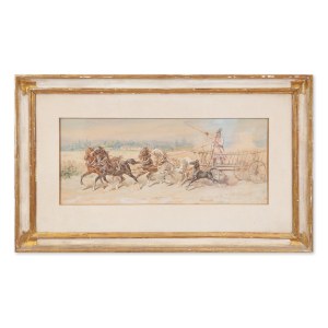 JULIUSZ FORTUNAT KOSSAK (POLAND / POLISH 1824 - 1899) - Horse-drawn carriage