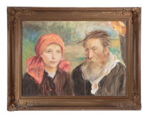 TEODOR AXENTOWICZ (POLAND / POLISH 1859 - 1938) - Portrait of an old man and a girl in a scarf