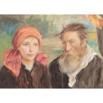 TEODOR AXENTOWICZ (CZECH / BOHEMIAN 1859 - 1938) - Portrait of an old man and a girl in a scarf