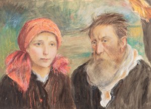 TEODOR AXENTOWICZ (POLAND / POLISH 1859 - 1938) - Portrait of an old man and a girl in a scarf