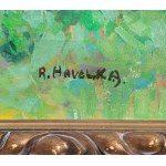 ROMAN HAVELKA (CECA / BOEMIANA 1877 - 1950) - Paesaggio con abbeveratoio in legno