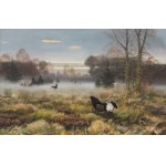 OTAKAR ČÍLA (CZECH / BOHEMIAN 1894 - 1977) - Grouse in the landscape
