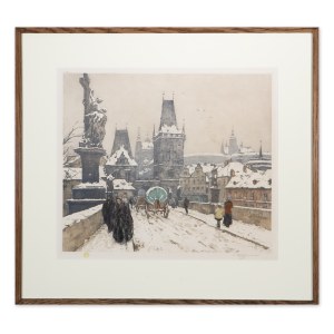 TAVÍK FRANTIŠEK ŠIMON (ČECH / BOHEMIAN 1877 - 1942) - Karlov most a Hradčany v zime