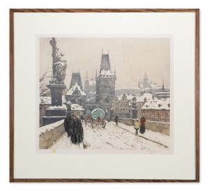 TAVÍK FRANTIŠEK ŠIMON (CZECH / BOHEMIAN 1877 - 1942) - Charles Bridge and Hradčany in winter